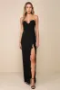 Elegant Mood Black 3D Floral Applique Strapless Maxi Dress sold by Lulus