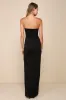 Elegant Mood Black 3D Floral Applique Strapless Maxi Dress sold by Lulus