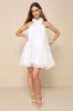 Perfect Stunner White Organza Ruffled Halter Mini Dress sold by Lulus