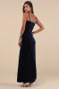 Graceful Glamour Navy Blue Velvet Surplice Maxi Dress sold by Lulus