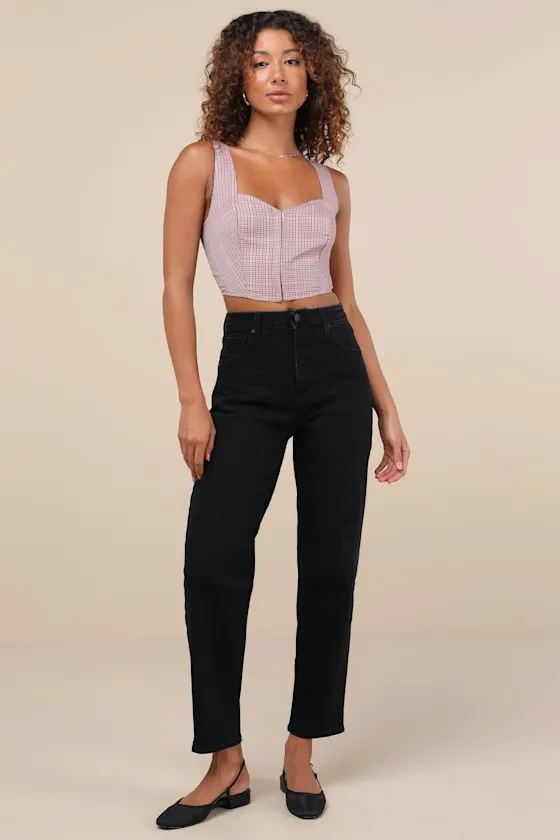 Authentic Vibes Washed Black High-Rise Tapered Barrel Jeans sold by Lulus