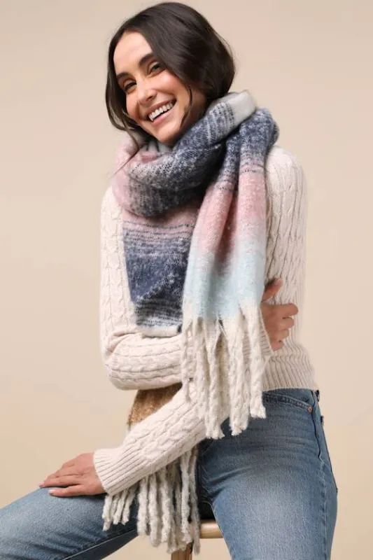 Snowy Escape Multi Striped Blanket Scarf sold by Lulus