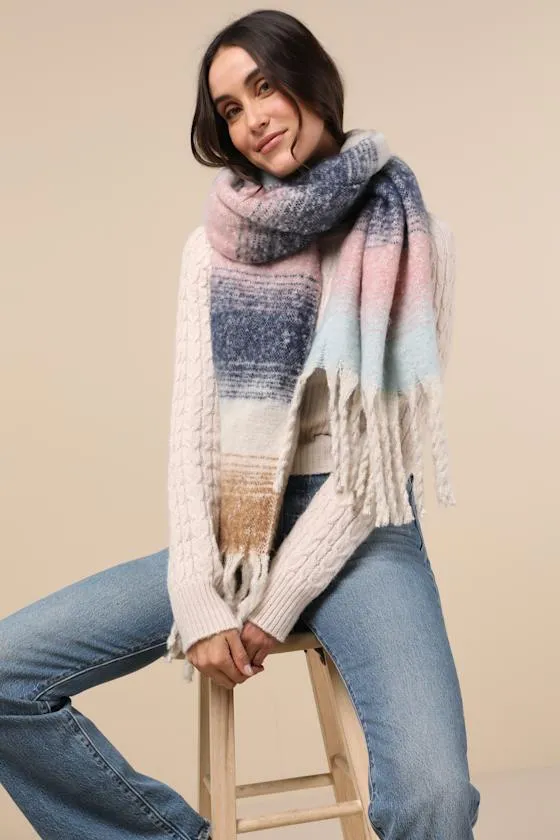 Snowy Escape Multi Striped Blanket Scarf sold by Lulus product image thumbnail 3