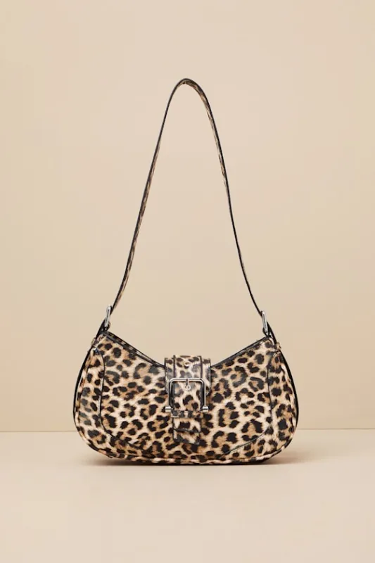 Ziley Brown Leopard Buckle Shoulder Bag sold by Lulus