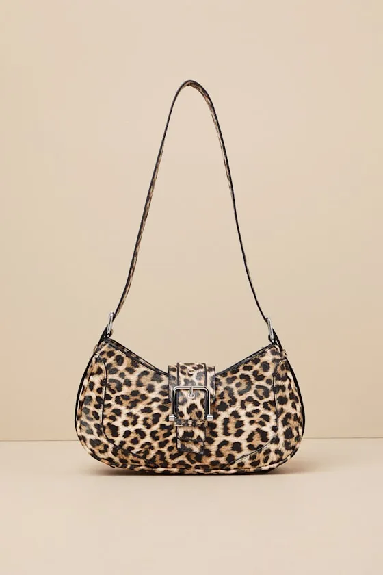 Ziley Brown Leopard Buckle Shoulder Bag sold by Lulus