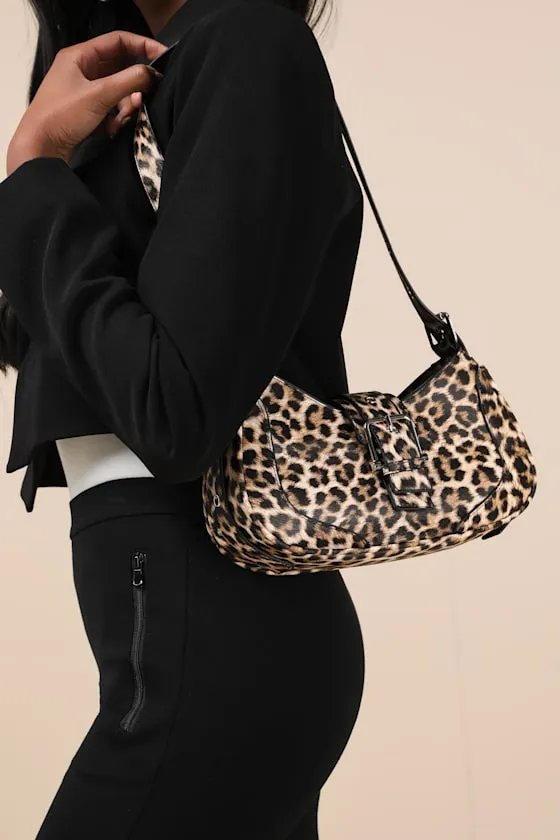 Ziley Brown Leopard Buckle Shoulder Bag sold by Lulus product image thumbnail 2