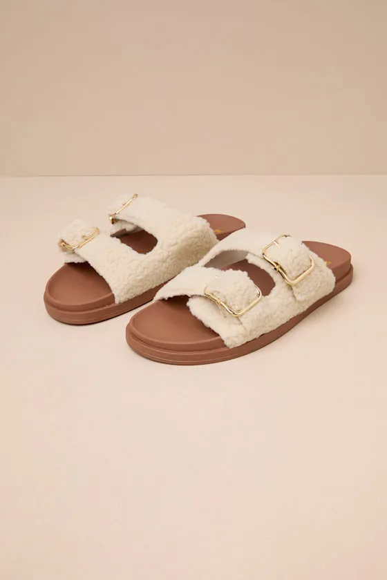 Tampa Natural Shearling Buckle Slide Sandals sold by Lulus product image thumbnail 3