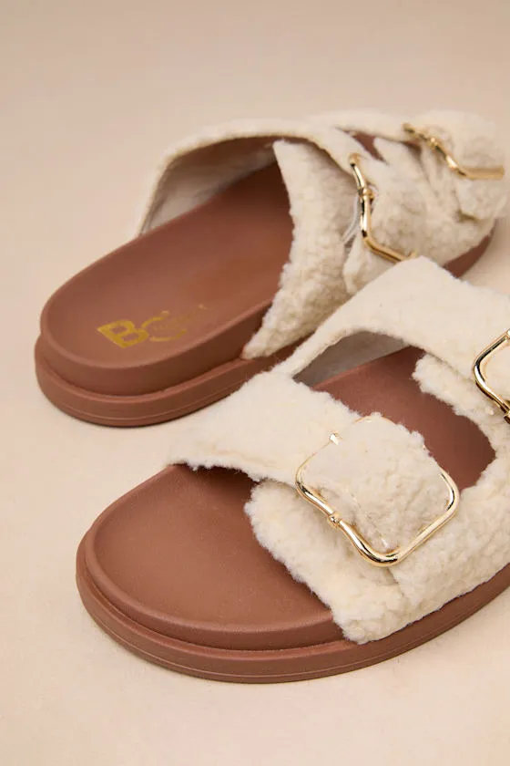 Tampa Natural Shearling Buckle Slide Sandals sold by Lulus product image thumbnail 4