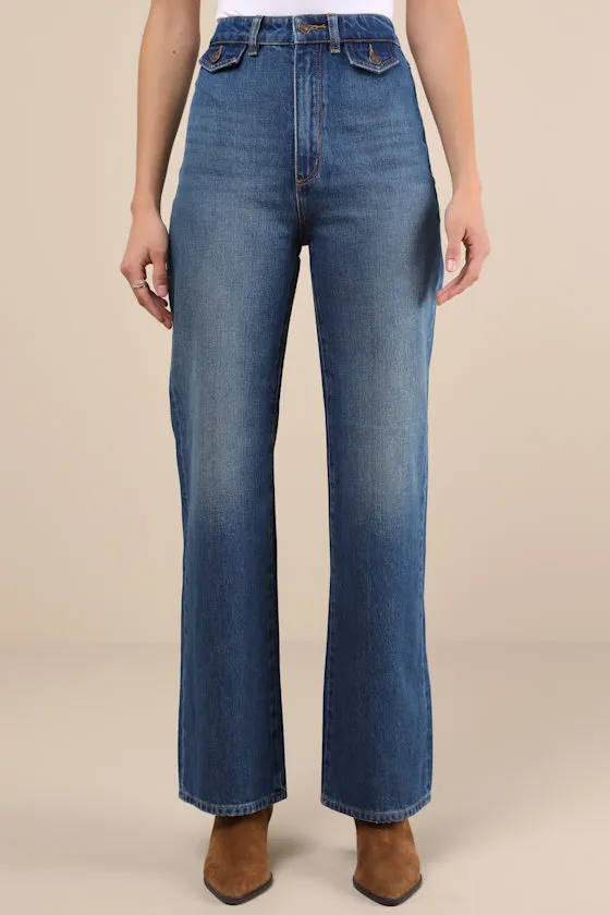 Heidi Dark Wash Relaxed Straight Leg Jeans sold by Lulus product image thumbnail 2