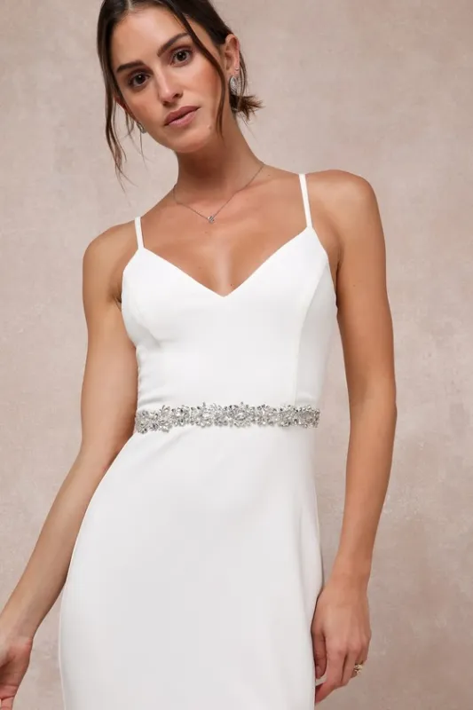 Sweetest Ending Silver Rhinestone Bridal Belt sold by Lulus