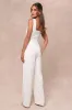 Truly Profound White Mesh 3D Floral Embroidered Bustier Jumpsuit sold by Lulus