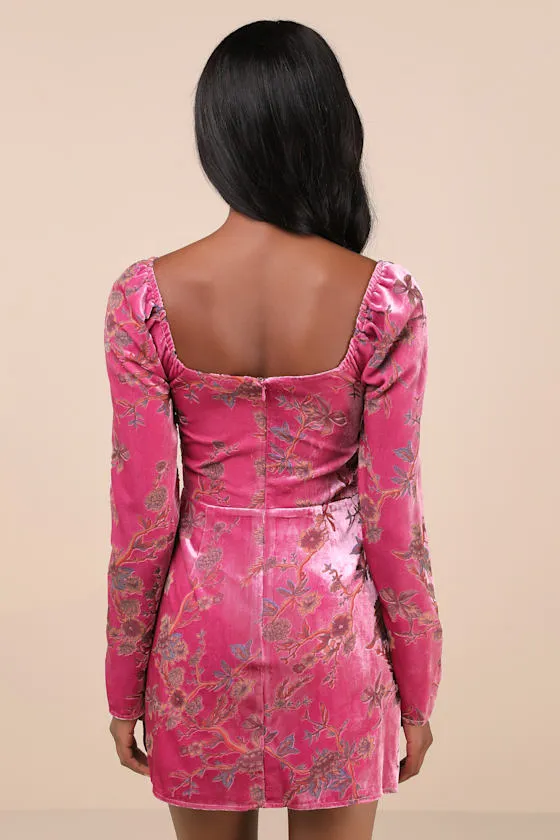 Simply Decadent Pink Floral Velvet Burnout Bustier Mini Dress sold by Lulus product image thumbnail 2
