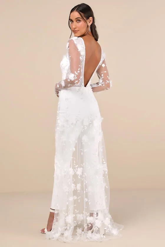 Immaculate Favorite White Mesh Embroidered Cape Jumpsuit sold by Lulus product image thumbnail 2