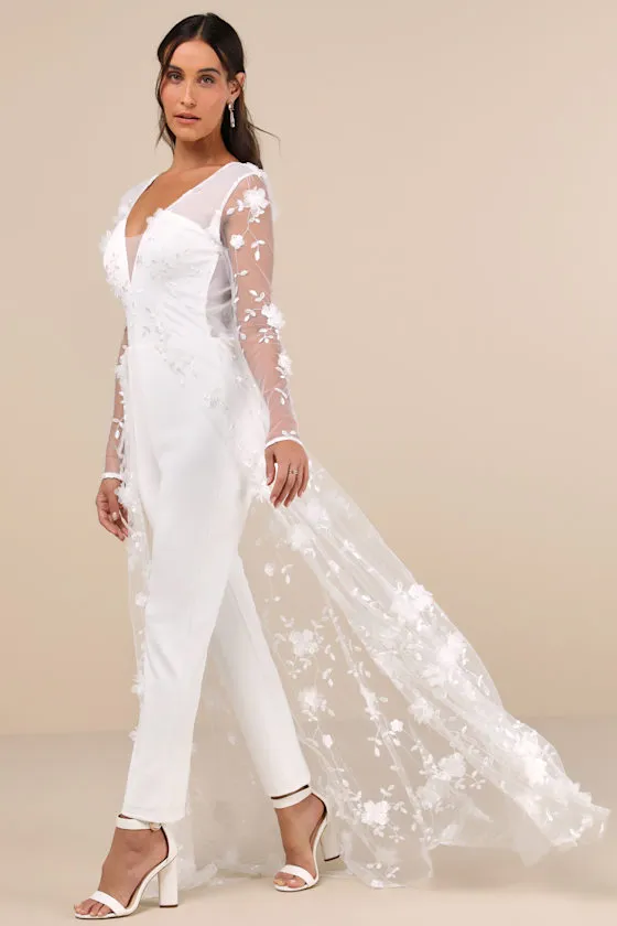Immaculate Favorite White Mesh Embroidered Cape Jumpsuit sold by Lulus product image thumbnail 3