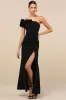 Beyond Elegant Black 3D Floral One-Shoulder Maxi Dress sold by Lulus