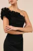 Beyond Elegant Black 3D Floral One-Shoulder Maxi Dress sold by Lulus