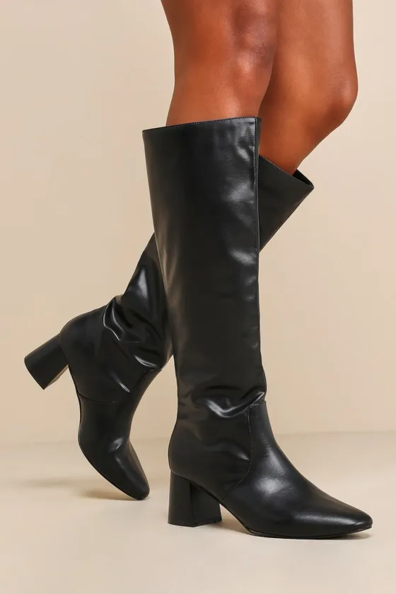 Bryson Black Knee-High Boots sold by Lulus