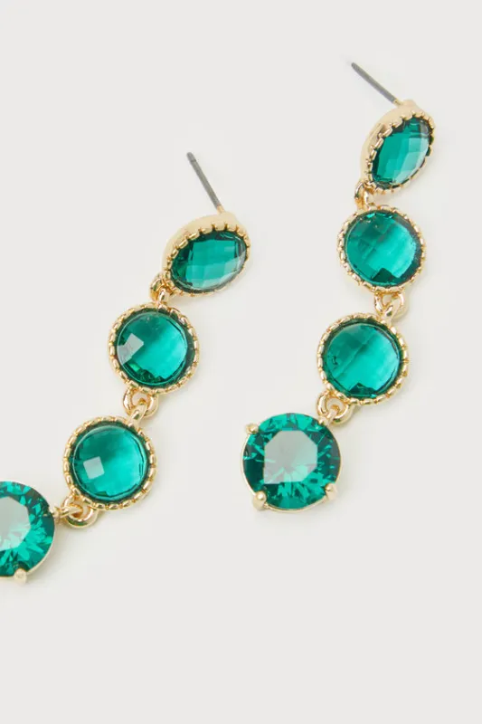 Irresistible Stunner Emerald Green Rhinestone Drop Earrings sold by Lulus