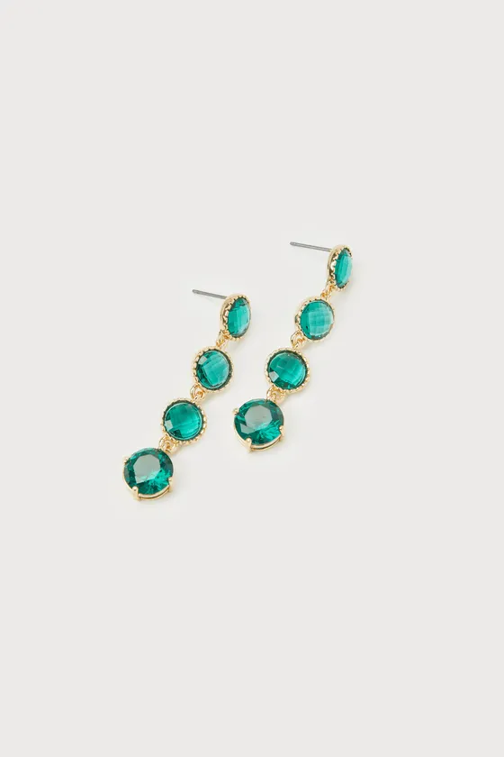 Irresistible Stunner Emerald Green Rhinestone Drop Earrings sold by Lulus product image thumbnail 3