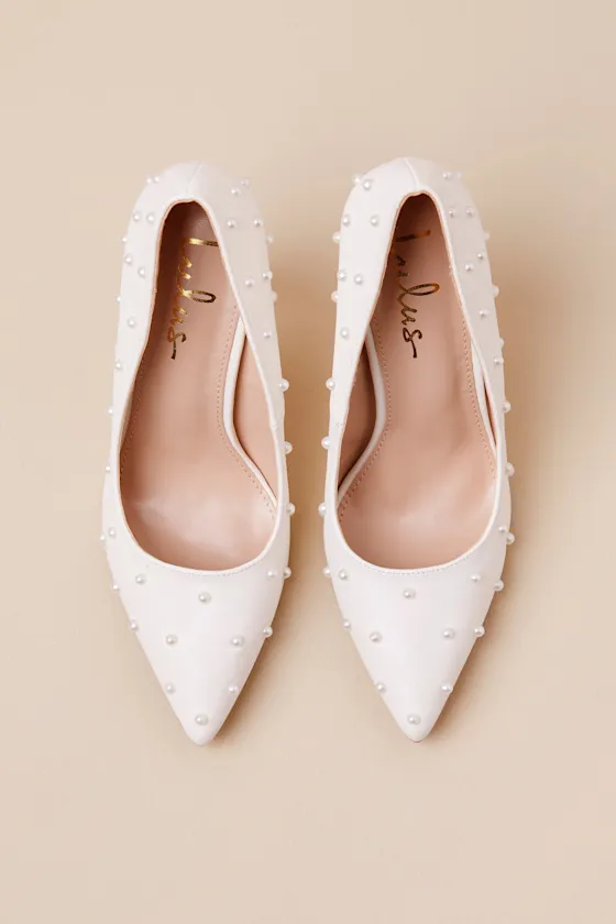 Petitee White Pearl Pointed-Toe Pumps sold by Lulus product image thumbnail 3