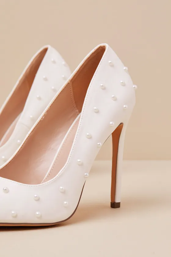 Petitee White Pearl Pointed-Toe Pumps sold by Lulus product image thumbnail 4