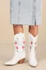 Allison White Embroidered Mid-Calf Western Boots sold by Lulus