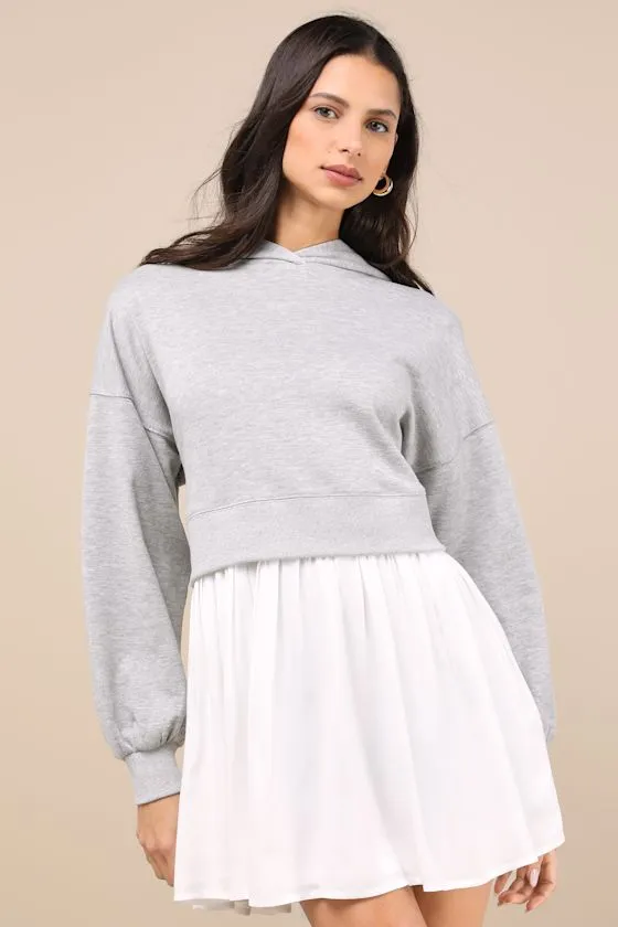 Serene Sweetness Heather Grey Layered Sweatshirt Mini Dress sold by Lulus product image thumbnail 2