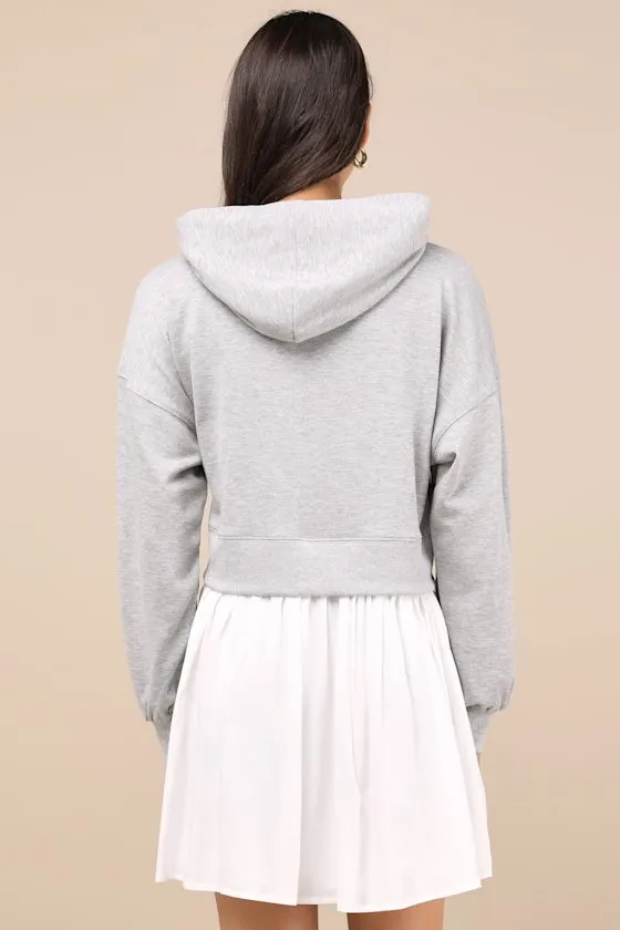 Serene Sweetness Heather Grey Layered Sweatshirt Mini Dress sold by Lulus product image thumbnail 3