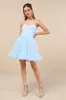 Lovely Flirtation Light Blue Tulle Strapless Bustier Mini Dress sold by Lulus