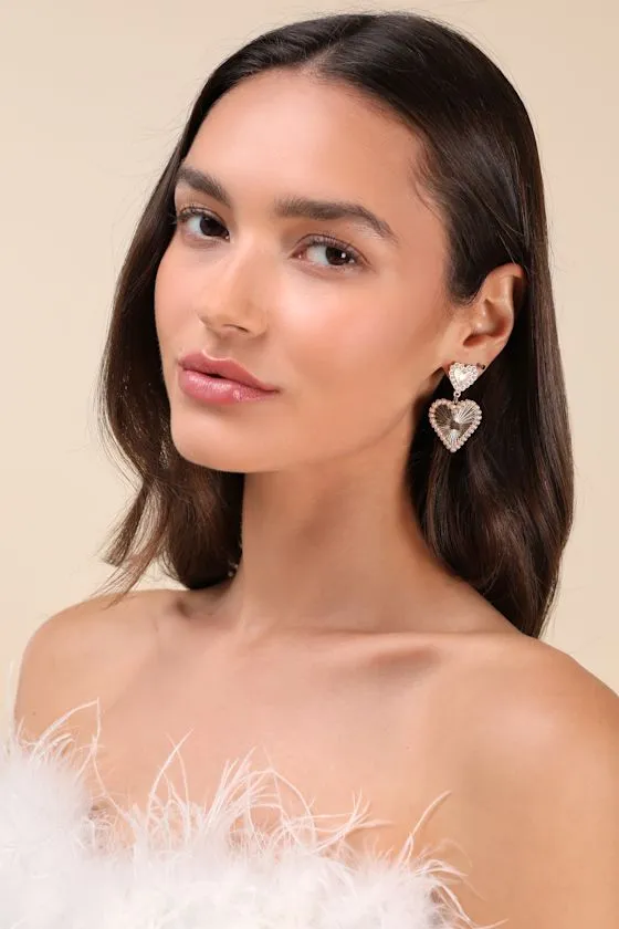 Lavish Loveliness Gold Textured Pearl Heart Earrings sold by Lulus product image thumbnail 2