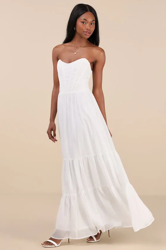 Special Moment White Strapless Bustier Maxi Dress sold by Lulus product image thumbnail 3
