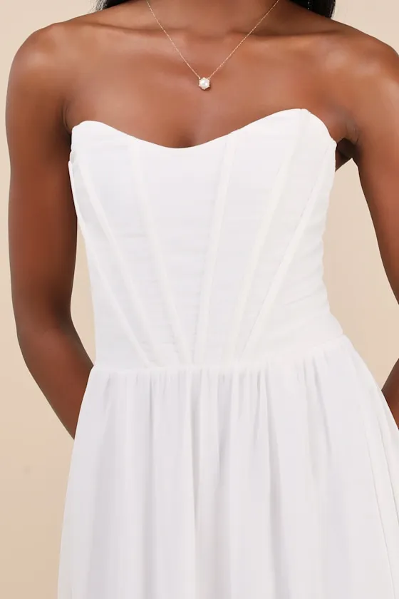 Special Moment White Strapless Bustier Maxi Dress sold by Lulus product image thumbnail 4