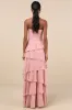 Gorgeous Essence Blush Strapless Tiered Maxi Dress sold by Lulus