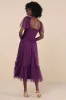 Dreamy Celebration Plum Purple Tulle Bustier Swiss Dot Midi Dres sold by Lulus