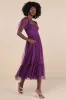 Dreamy Celebration Plum Purple Tulle Bustier Swiss Dot Midi Dres sold by Lulus