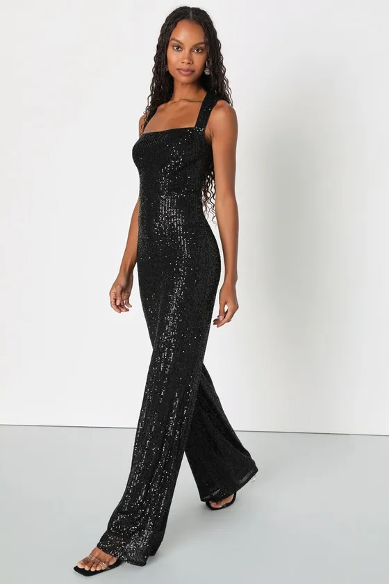 Enticing Endeavors Black Sequin Sleeveless Jumpsuit sold by Lulus product image thumbnail 3