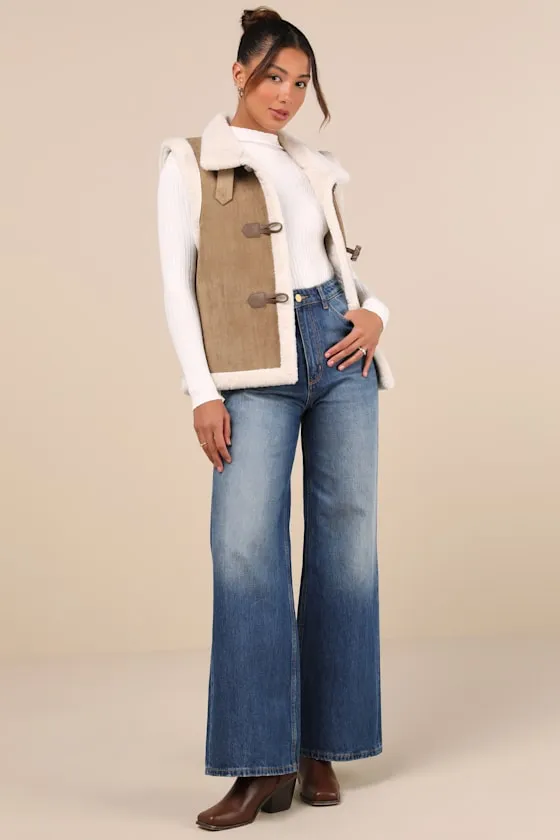 Classic Cozy Tan Shearling Toggle Vest sold by Lulus product image thumbnail 3