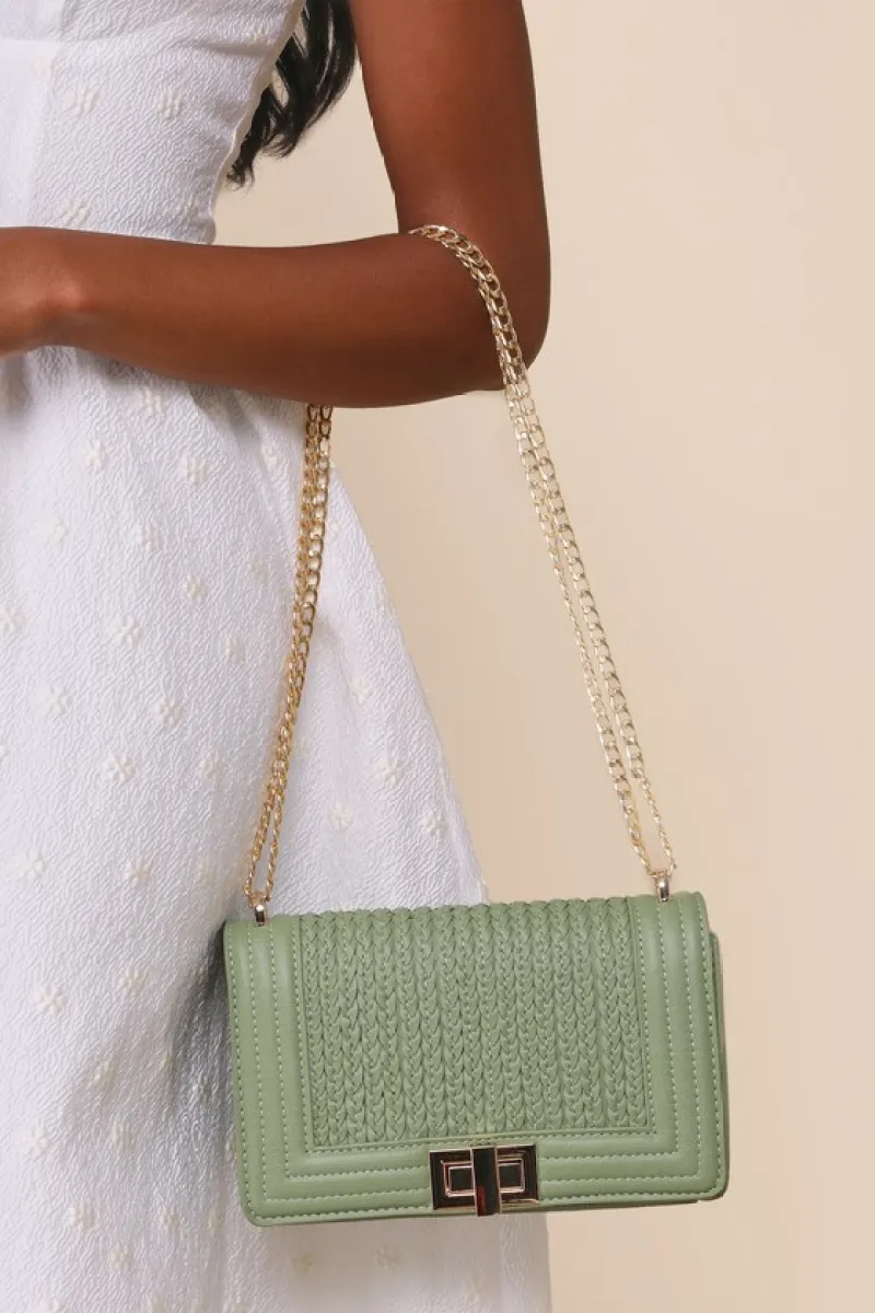 Let's Go Out Later Sage Braided Crossbody Bag sold by Lulus