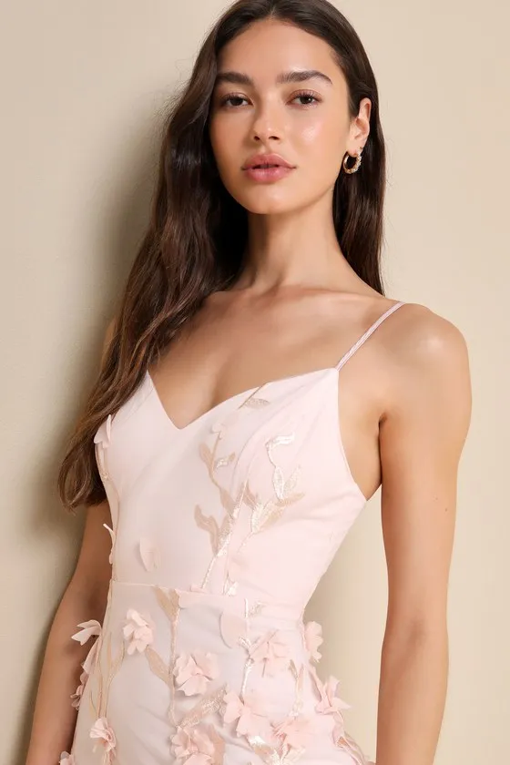 Limitless Adoration Blush Pink 3D Floral Embroidered Midi Dress sold by Lulus product image thumbnail 3