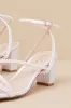 Makenna White Pearl Satin Strappy Ankle Strap Low Heel Sandals sold by Lulus