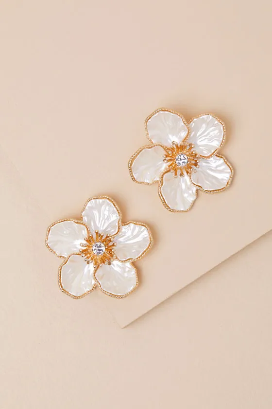 Gorgeous Sight White Flower Statement Earrings sold by Lulus product image thumbnail 2