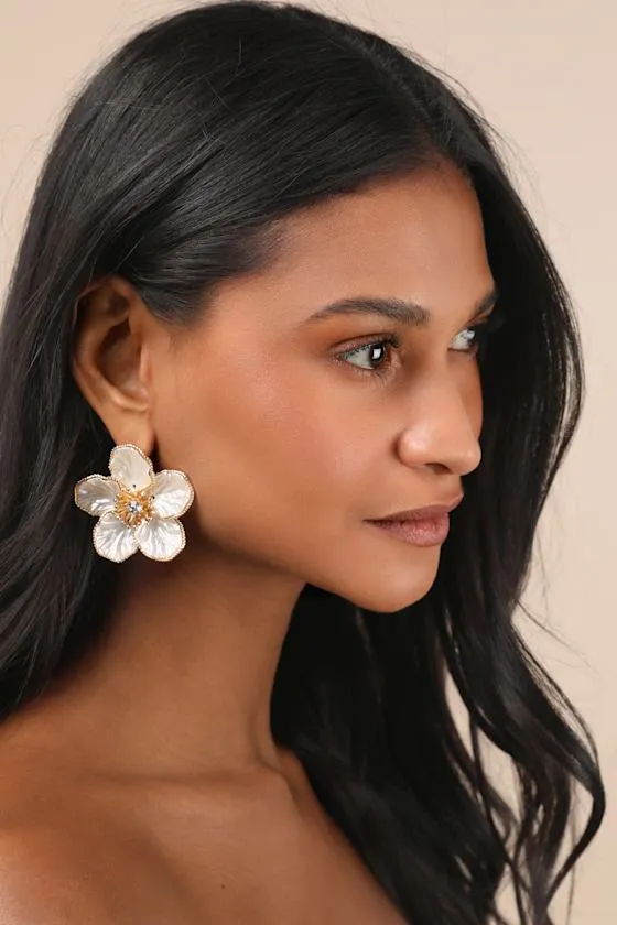 Gorgeous Sight White Flower Statement Earrings sold by Lulus product image thumbnail 3