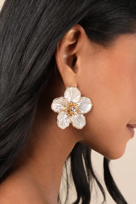 Gorgeous Sight White Flower Statement Earrings sold by Lulus product image thumbnail 4