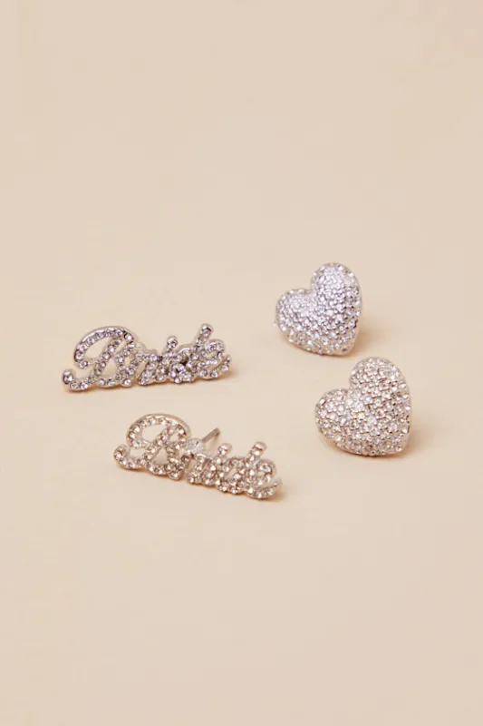 Your Moment Silver Rhinestone Bride Earrings Set sold by Lulus