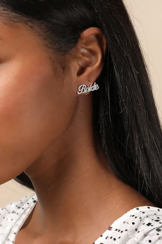 Your Moment Silver Rhinestone Bride Earrings Set sold by Lulus product image thumbnail 2