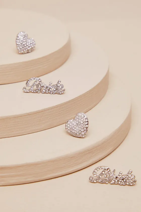 Your Moment Silver Rhinestone Bride Earrings Set sold by Lulus product image thumbnail 4