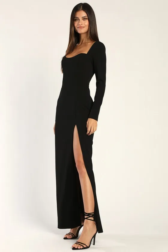 Glamorous Sweetheart Black Long Sleeve Maxi Dress sold by Lulus product image thumbnail 2