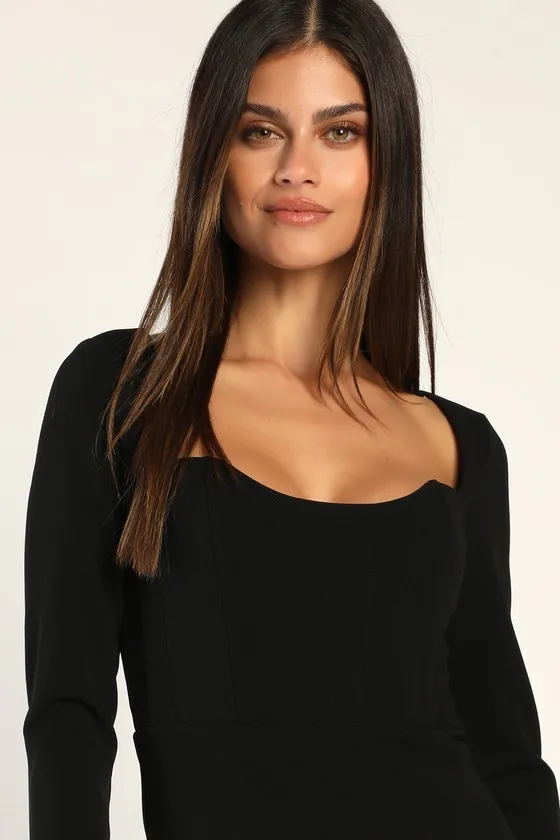 Glamorous Sweetheart Black Long Sleeve Maxi Dress sold by Lulus product image thumbnail 3