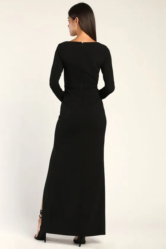 Glamorous Sweetheart Black Long Sleeve Maxi Dress sold by Lulus product image thumbnail 4