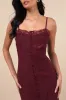Veanna Burgundy Textured Lace Button-Front Midi Dress sold by Lulus